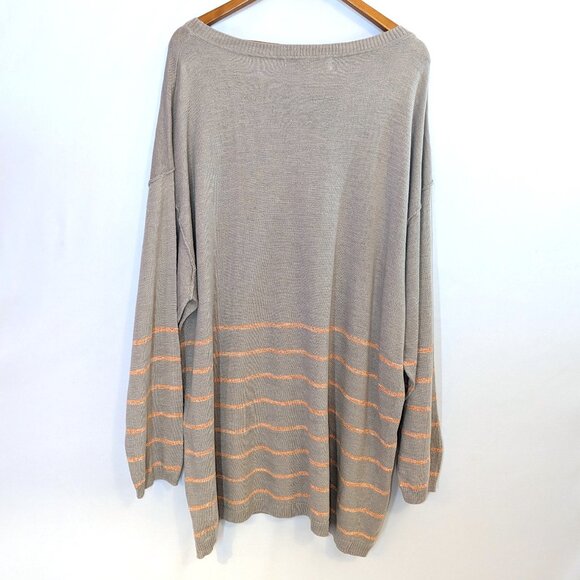 Free People Beach | Dana Point Cotton Striped Sweater in Tan & Orange | Size XL - Picture 6 of 11
